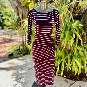 Fitted Deep Purple Striped Dress